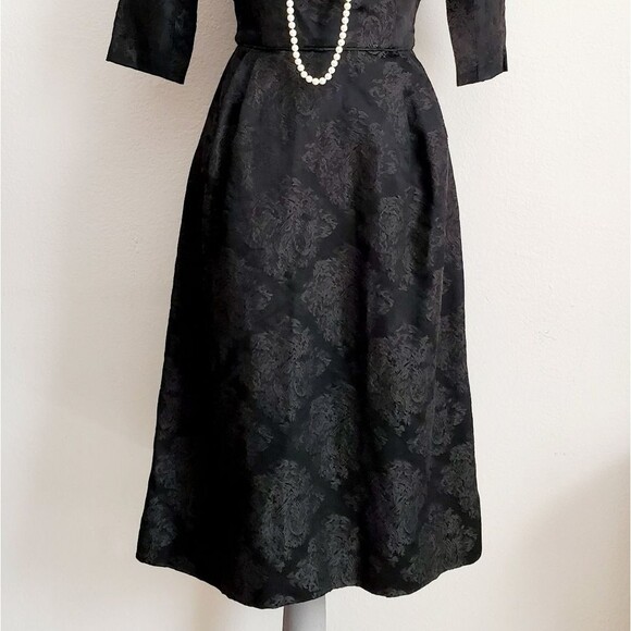 Vintage Handmade Boat Neck Black Dress from the 1950s - Small Size (Vintage) - Picture 5 of 8